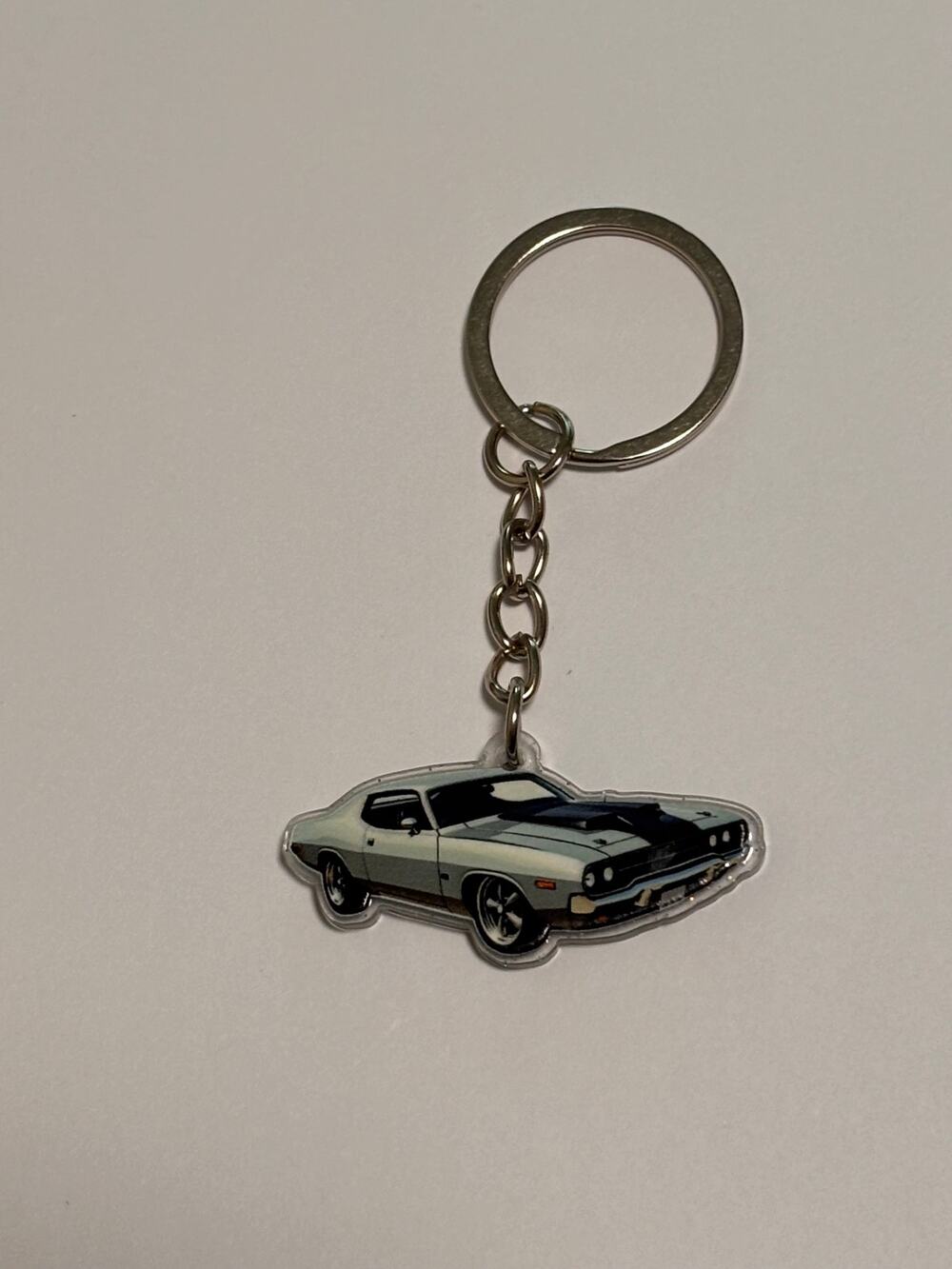Key Ring Chain Wallet Bag Backpack Sparkle 1971 Plymouth GTX Silver Black